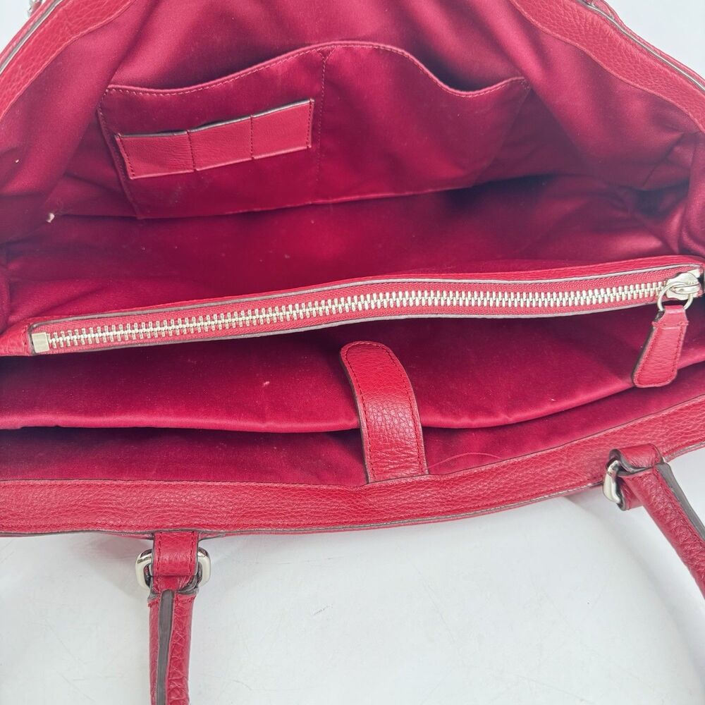 Coach F23268 Red Leather Carryall Tote Satchel Large Turn Lock Strap - Picture 6 of 12